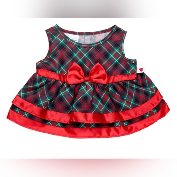Build-A-Bear Other - BUILD-A-BEAR RED & GREEN PLAID HOLIDAY DRESS SLEEVELESS BOW RIBBON DETAIL 2022